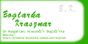 boglarka krasznar business card